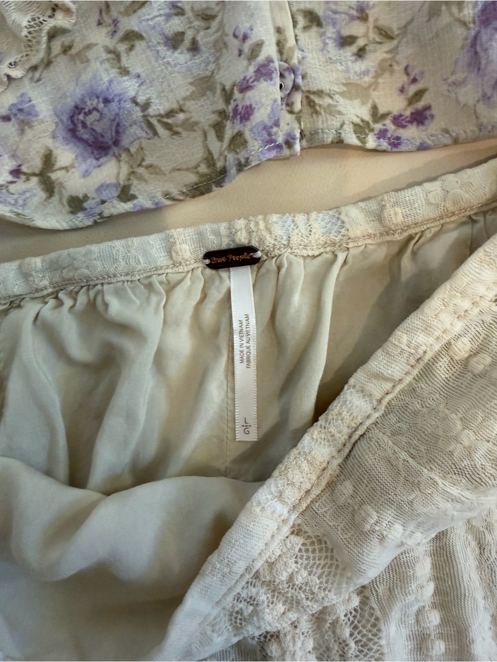 Free People NOW AND THEN SET Cream Crop Bandeau W/ matching Skirt - Picture 10 of 13